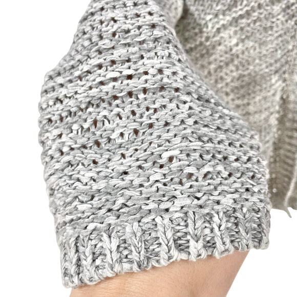 EILEEN FISHER Open Knit Cotton-Nylon Light Gray Open Front Cardigan Size L - Picture 4 of 7